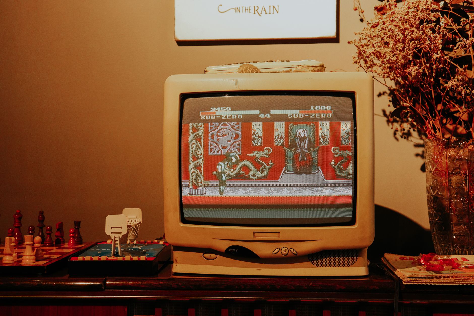 CRT monitor and classic games console